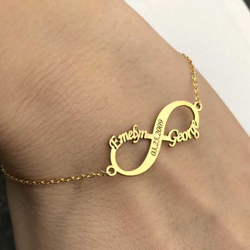 Double Name Date Infinity Bracelet