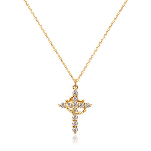 Royal Cross & Crown Rotatable Necklace