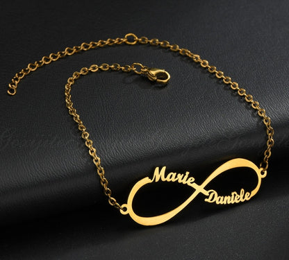 Double Name Date Infinity Bracelet