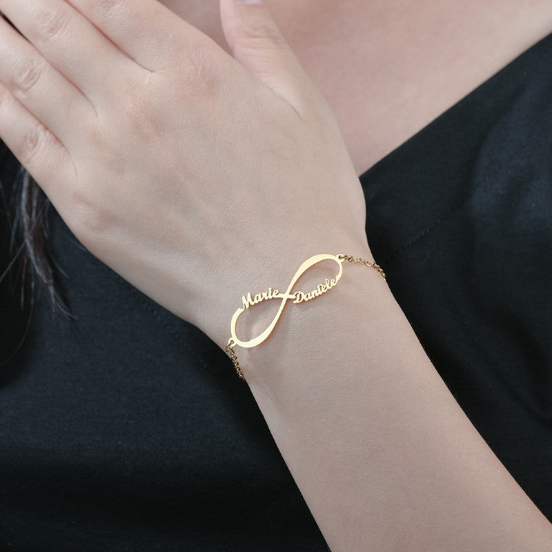 Double Name Date Infinity Bracelet