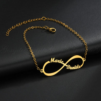 Double Name Date Infinity Bracelet