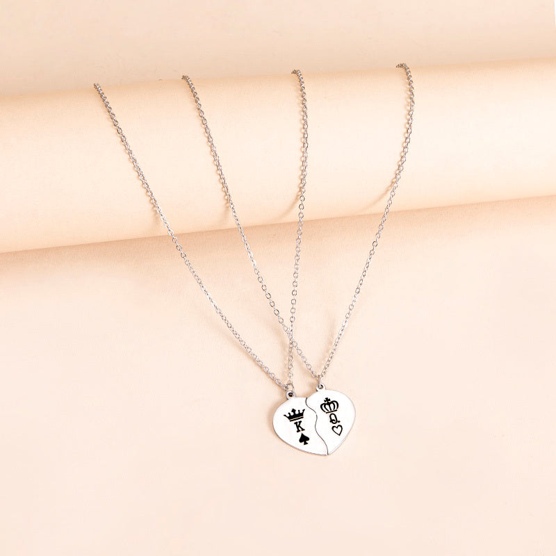 Her King, His Queen Broken Heart Necklace