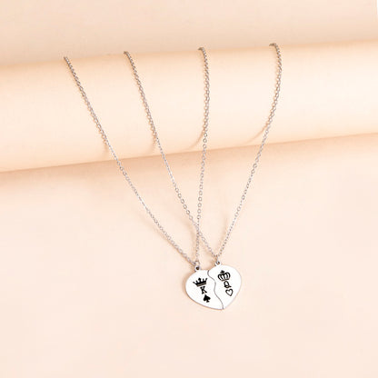 Her King, His Queen Broken Heart Necklace