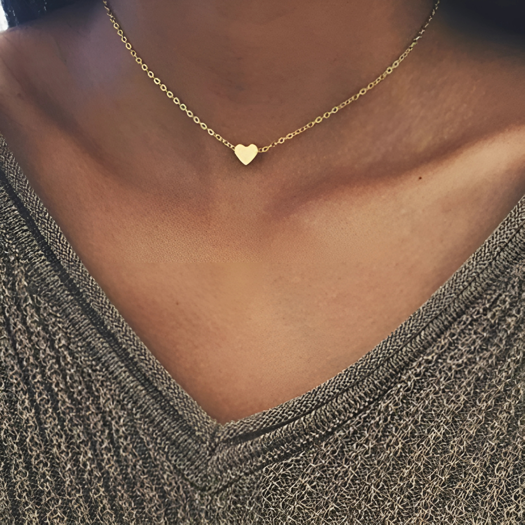 Simple Gold Color Heart Necklace