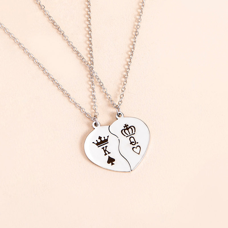 Her King, His Queen Broken Heart Necklace