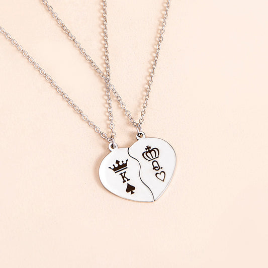 Her King, His Queen Broken Heart Necklace