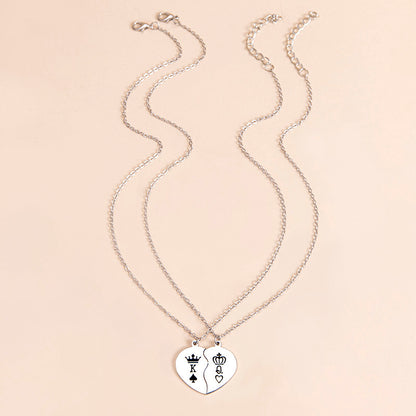 Her King, His Queen Broken Heart Necklace