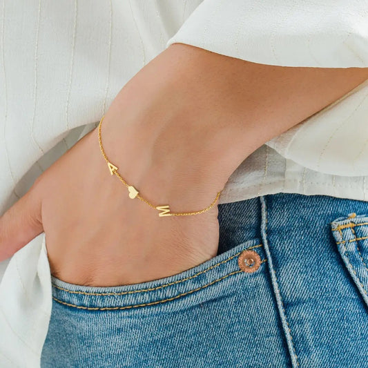 Initials + Heart Bracelet