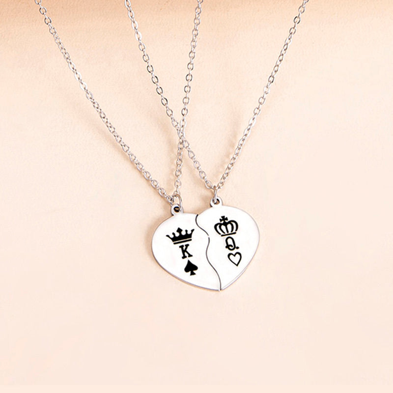 Her King, His Queen Broken Heart Necklace