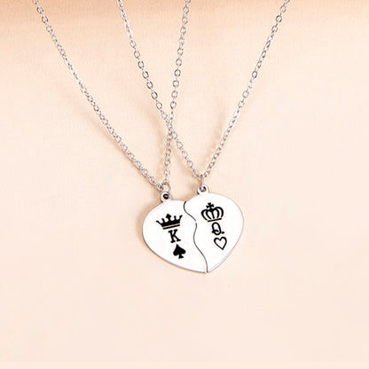 Her King, His Queen Broken Heart Necklace